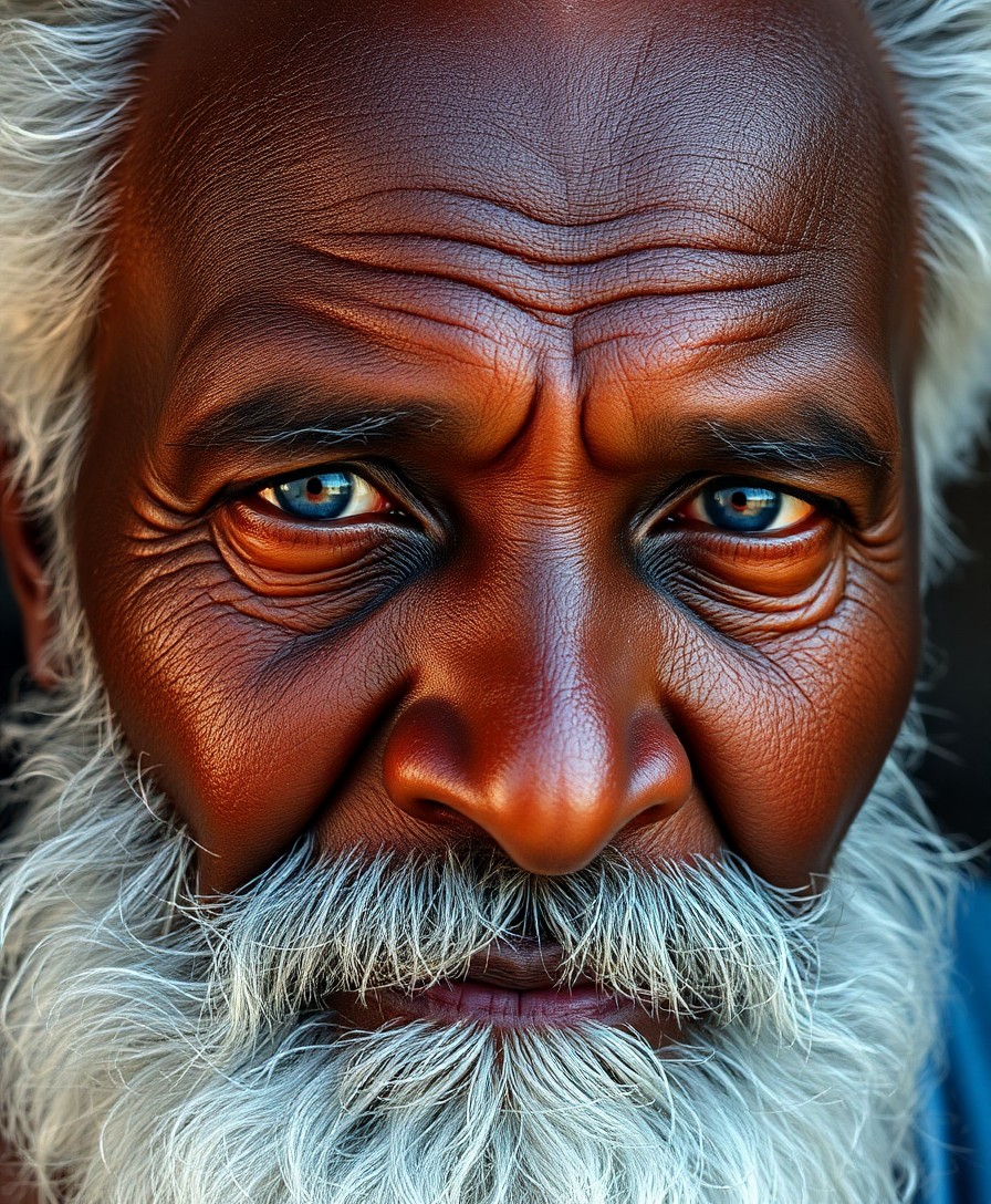 AI generated art for prompt: Envision an ultra-realistic portrait, a close-up of an elderly Caribbean man with weathered skin, hi