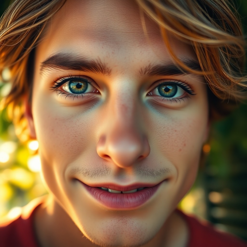 AI generated art for prompt: A captivating close-up portrait focuses on a youthful Eastern European man with piercing green eyes 