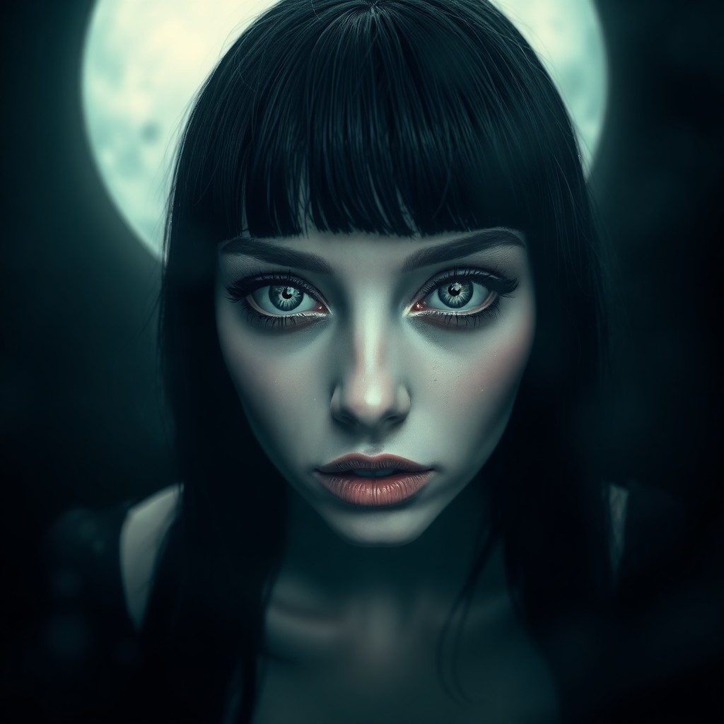 AI generated art for prompt: A hauntingly beautiful dark fantasy hyperrealistic portrait exudes enigmatic allure, showcasing a We