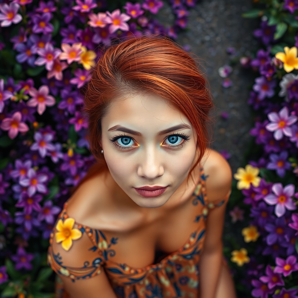 AI generated art for prompt: A modern-day Van Gogh-inspired portrait photograph captures a Pacific Islander woman with tender blu