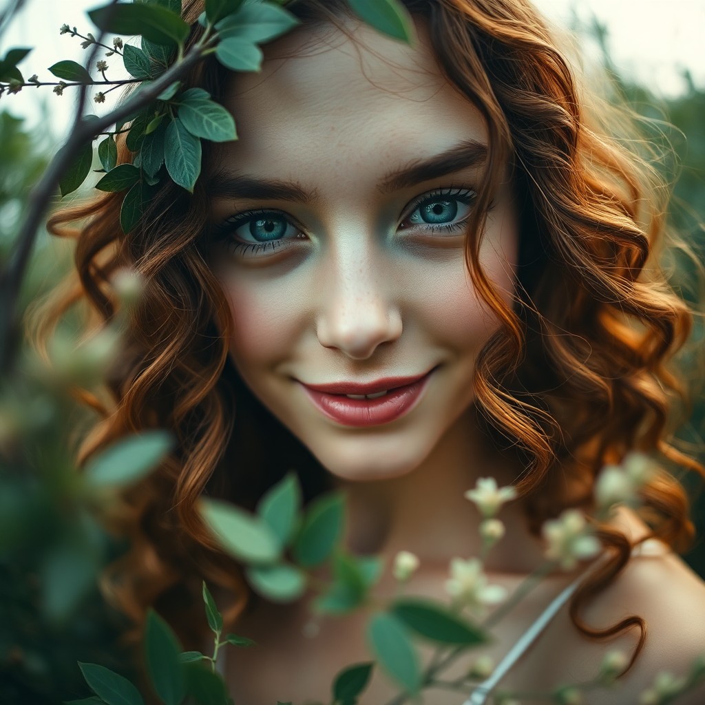 AI generated art for prompt: A captivating close-up portrait of an enigmatic Nordic woman with hazy blue eyes and cascading chest