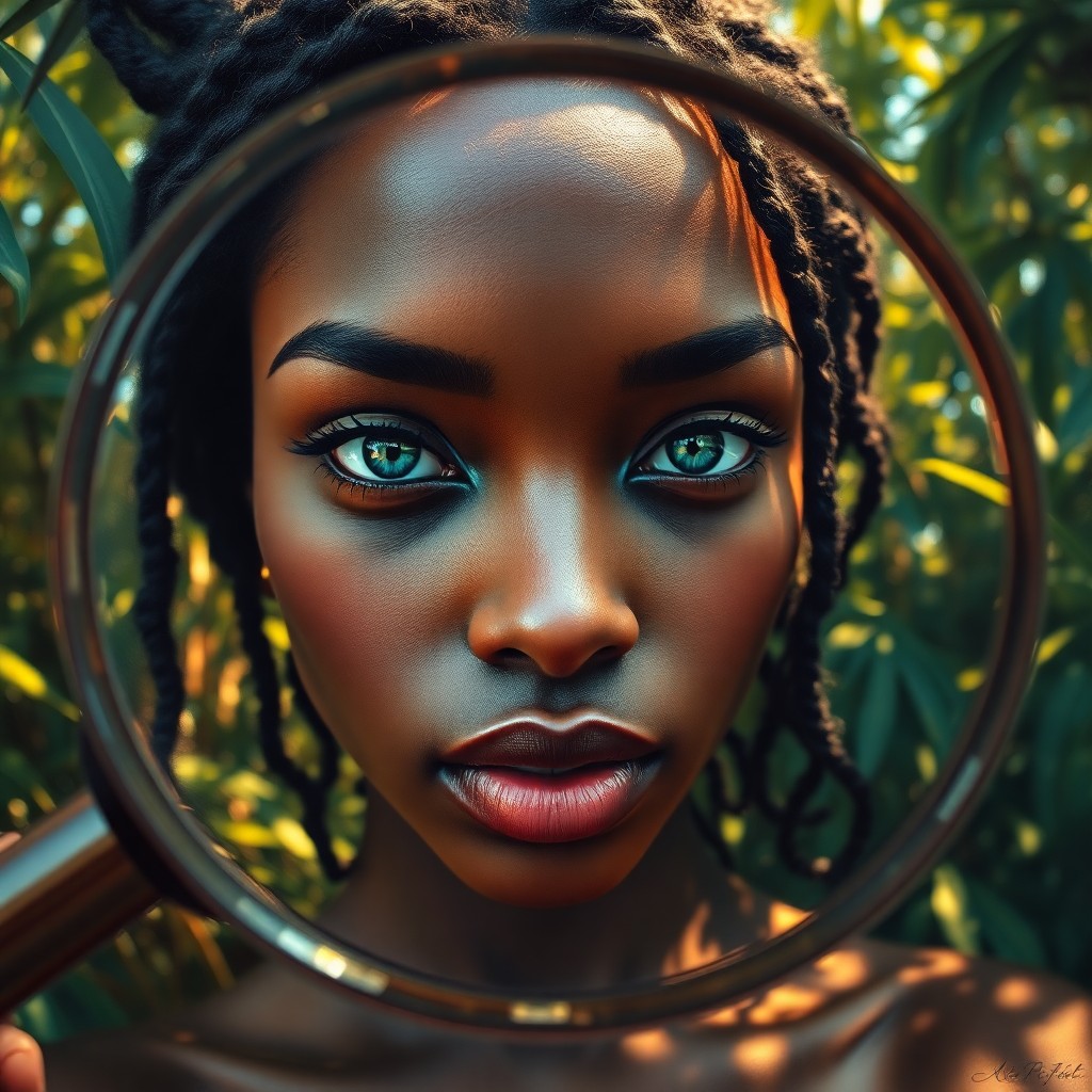 AI generated art for prompt: Craft a photorealistic oil painting depicting an intimate portrait of a captivating Caribbean woman 