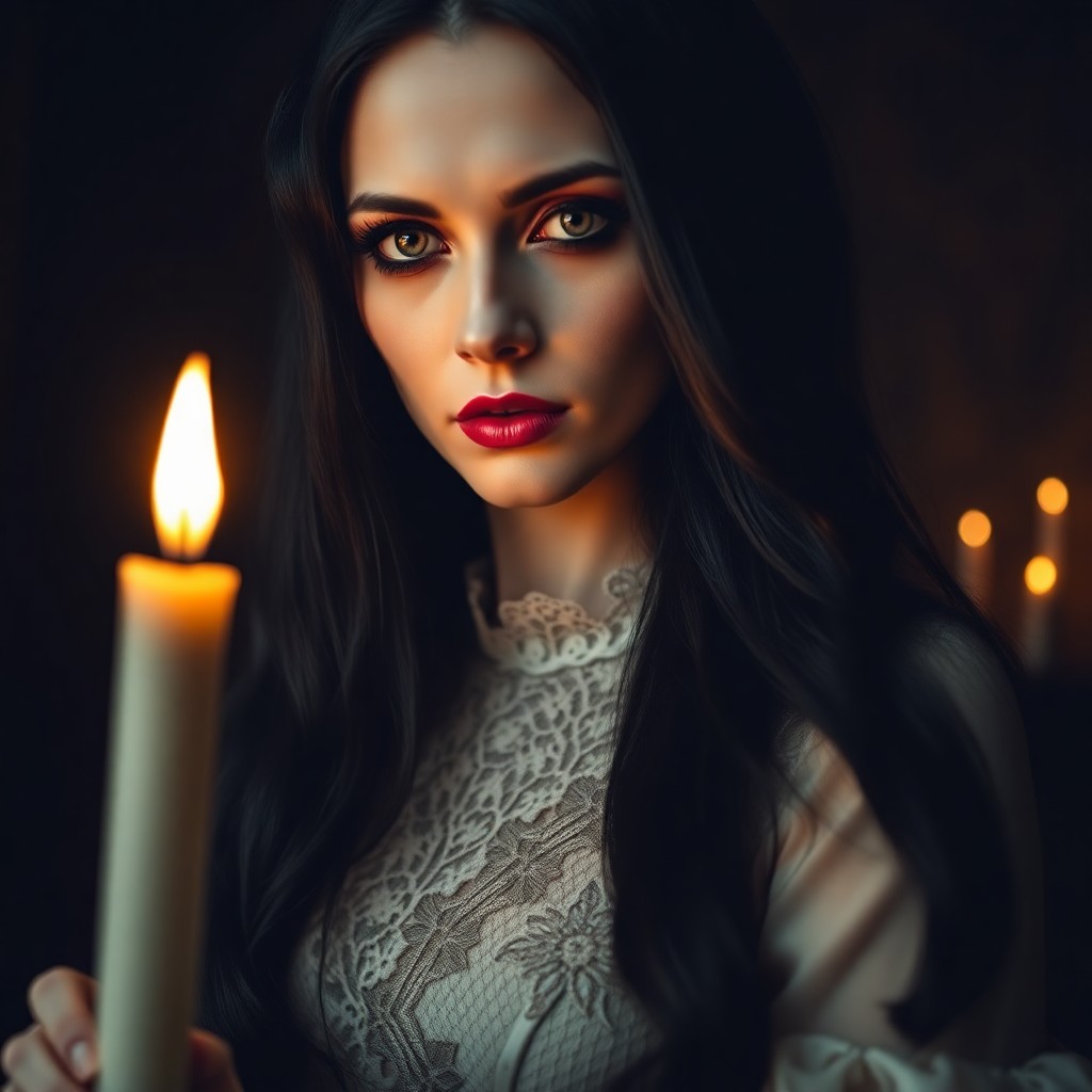 AI generated art for prompt: A hauntingly beautiful portrait photograph showcases a female vampire with pale skin, sharp cheekbon