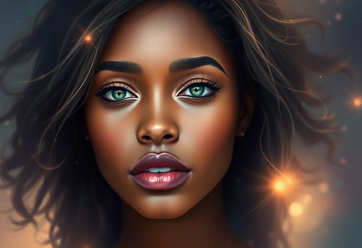 AI generated art for prompt: Craft a photorealistic portrait showcasing a modern digital painting style with a Caribbean woman as