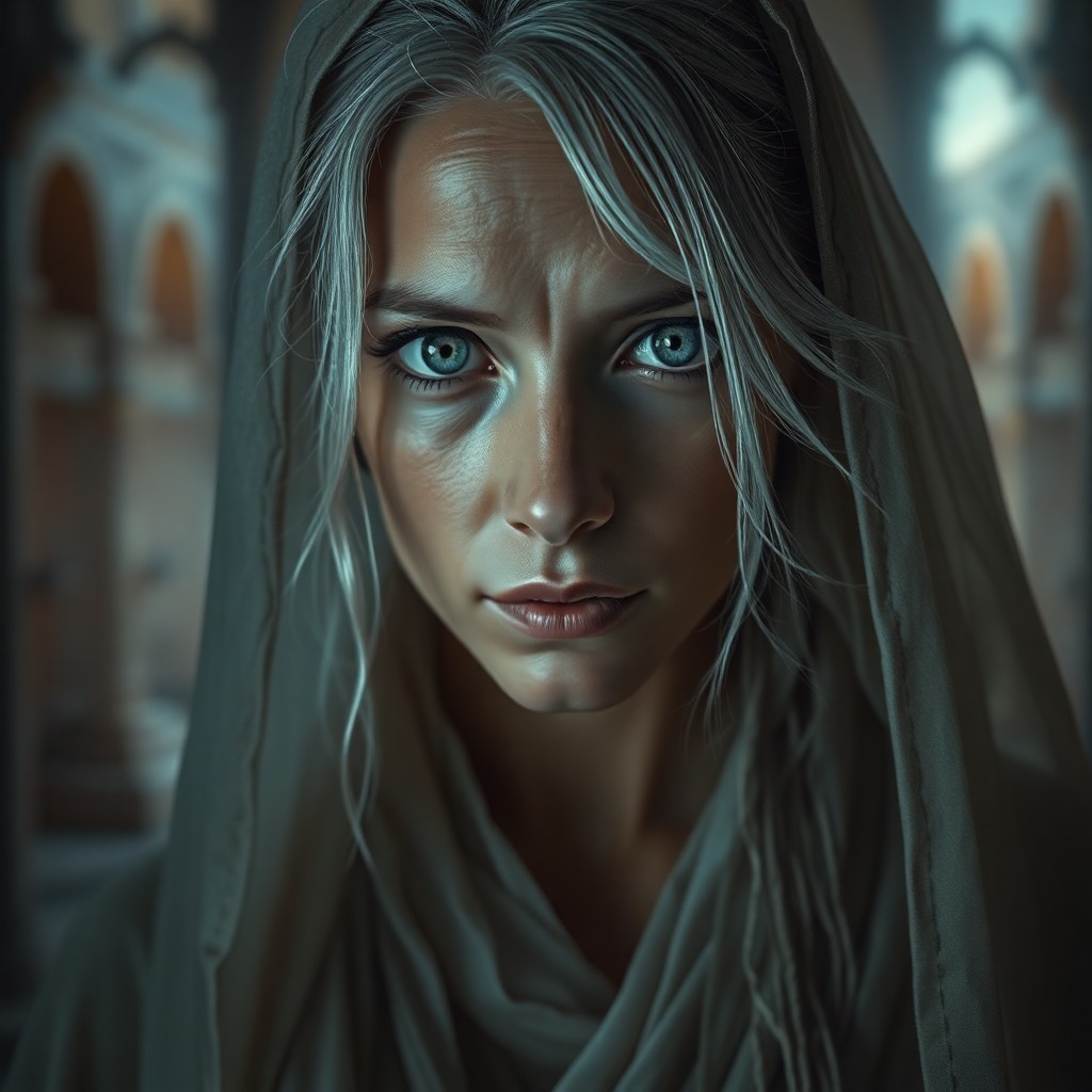 AI generated art for prompt: Craft a captivating portrait of an ethereal mystic, rendered with ultrarealistic precision in high-d