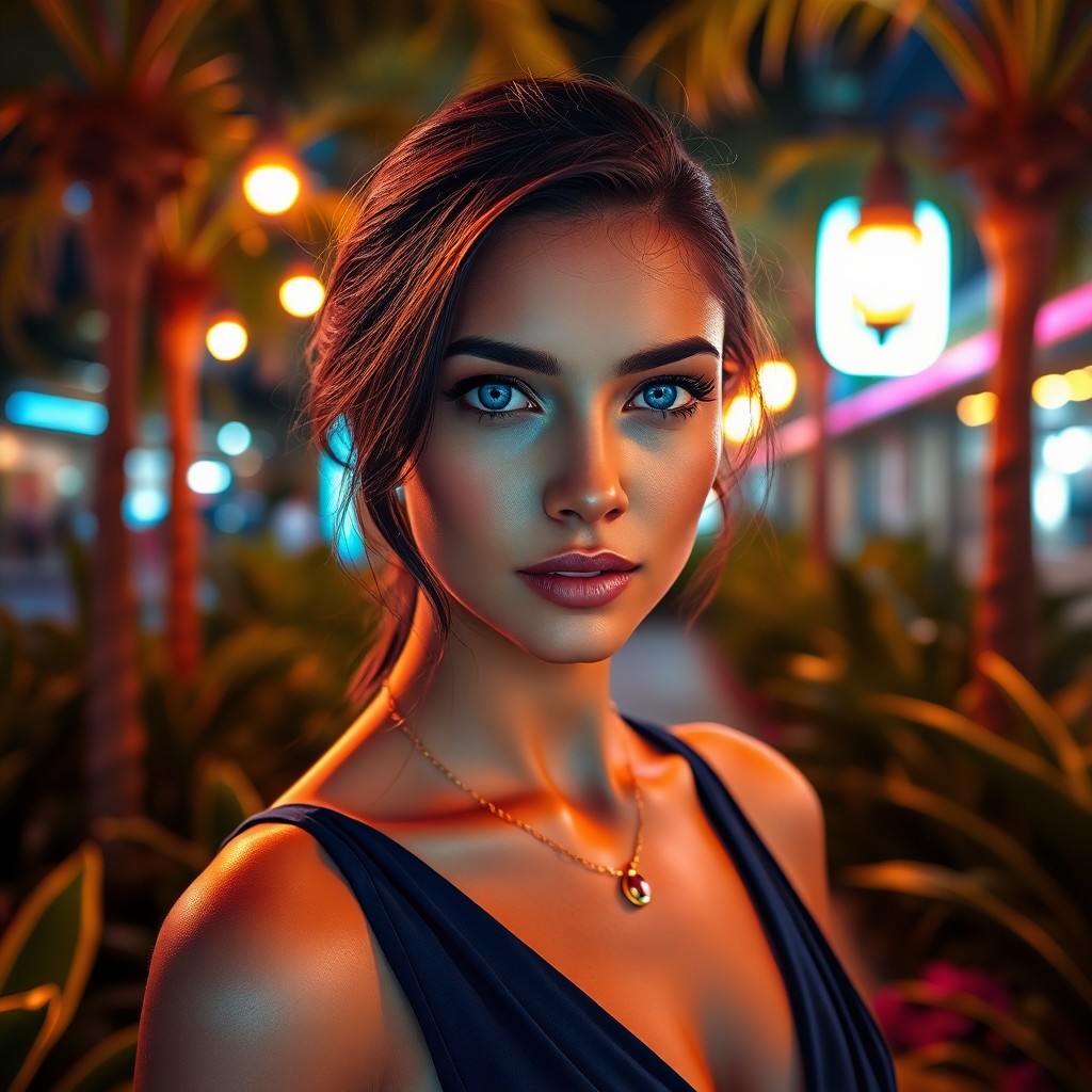 AI generated art for prompt: Envision a captivating portrait of a serene Latin American woman with enchanting blue eyes. Adorned 