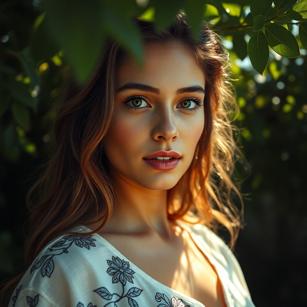 AI generated art for prompt: A captivating portrait of a young Latin American woman with cascading sun-kissed locks and mesmerizi