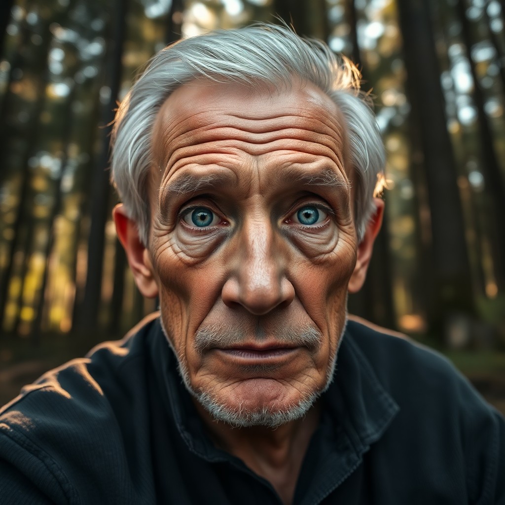 AI generated art for prompt: Craft a photorealistic iPhone portrait of an elderly Slavic man with deep wrinkles, bushy eyebrows a