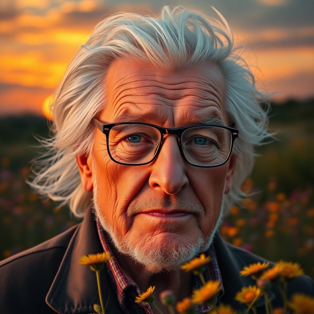 AI generated art for prompt: Craft a photorealistic portrait photograph of an elderly Western European man with deep wrinkles and