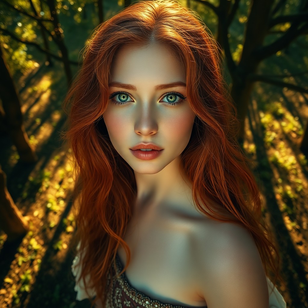 AI generated art for prompt: A superrealistic portrait of a captivating young Mediterranean woman with docile green eyes and flow