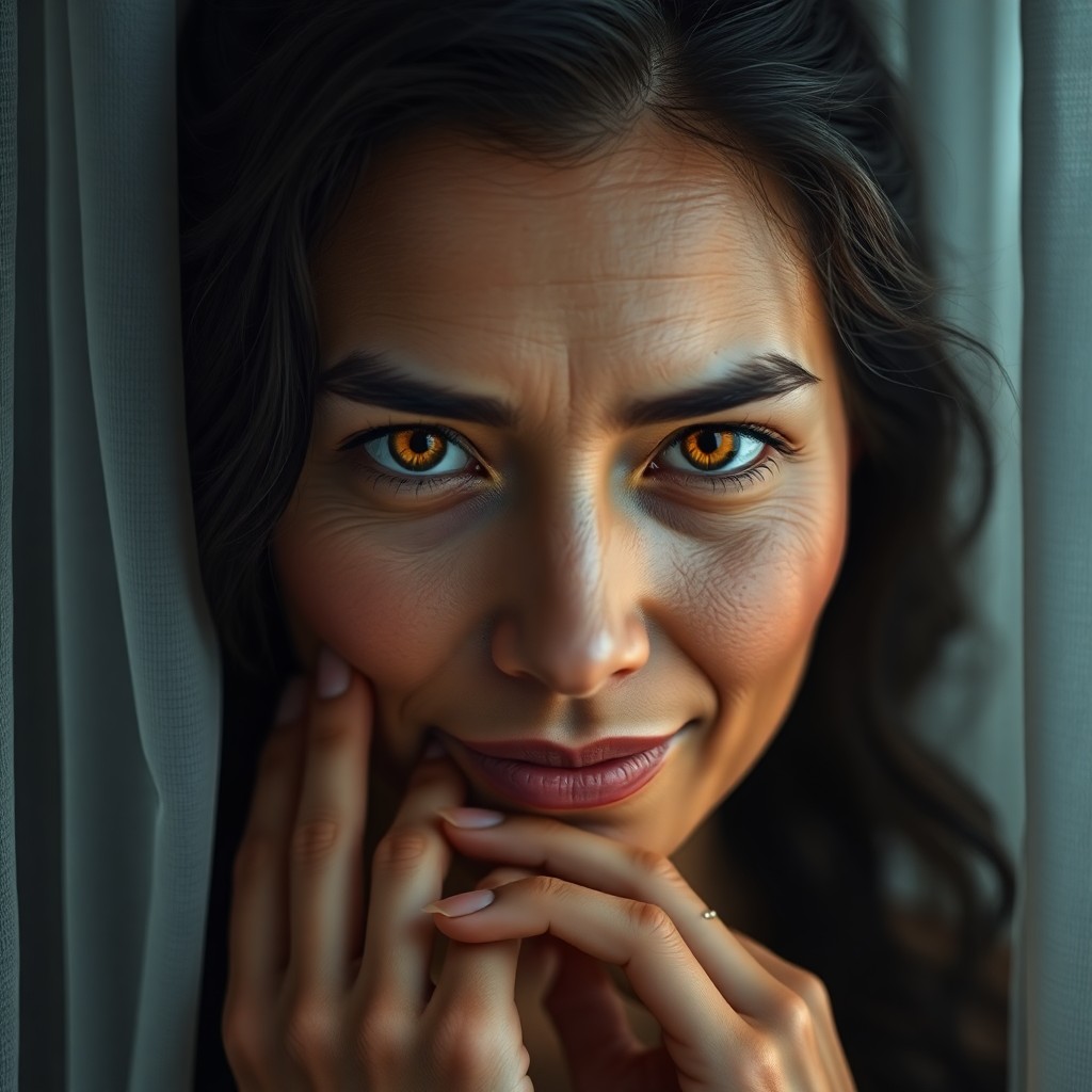 AI generated art for prompt: Craft an ultra-realistic portrait showcasing a 35-year-old Andean woman's captivating allure with he