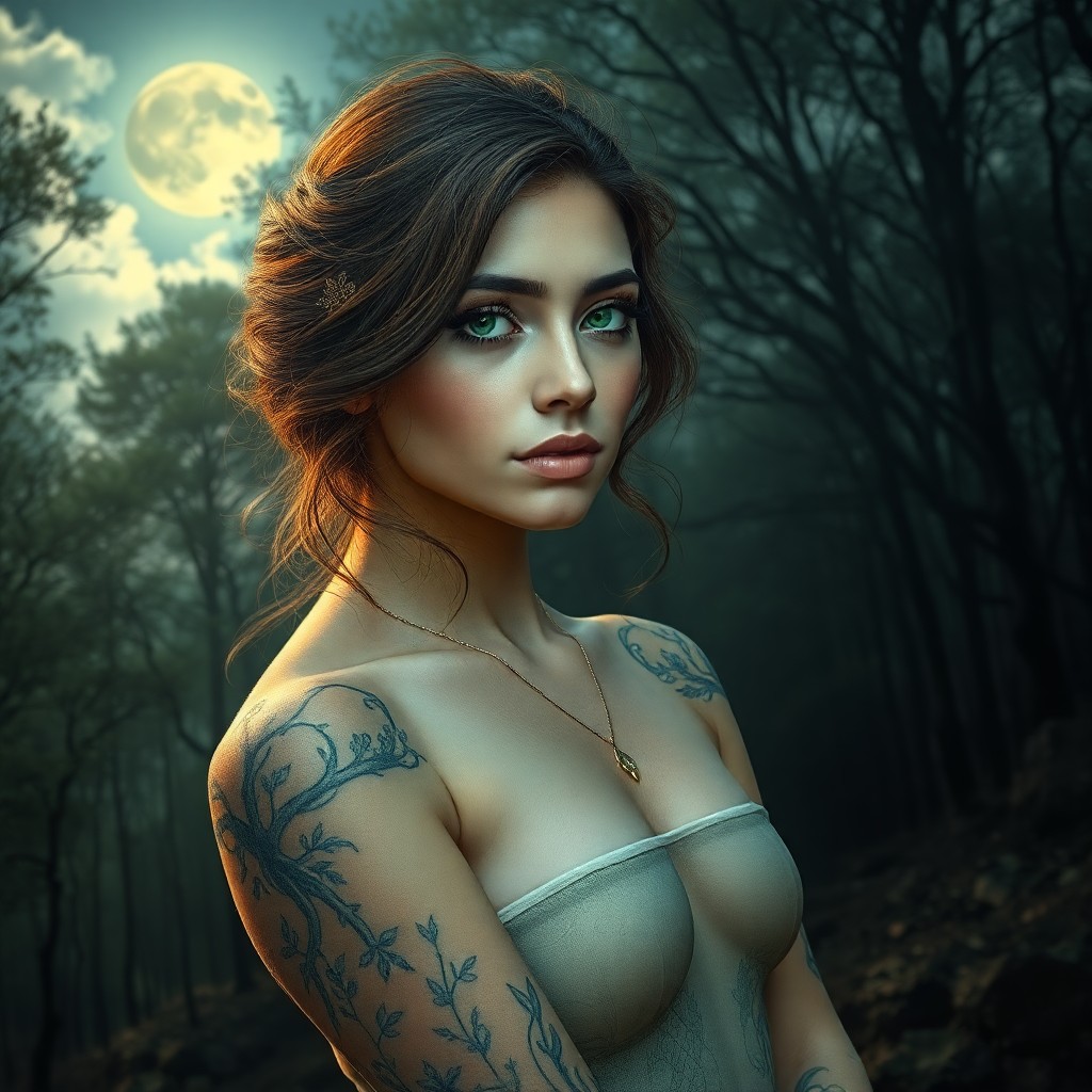 AI generated art for prompt: An ultrarealistic portrait captures the captivating beauty of a Hispanic woman with emerald eyes and