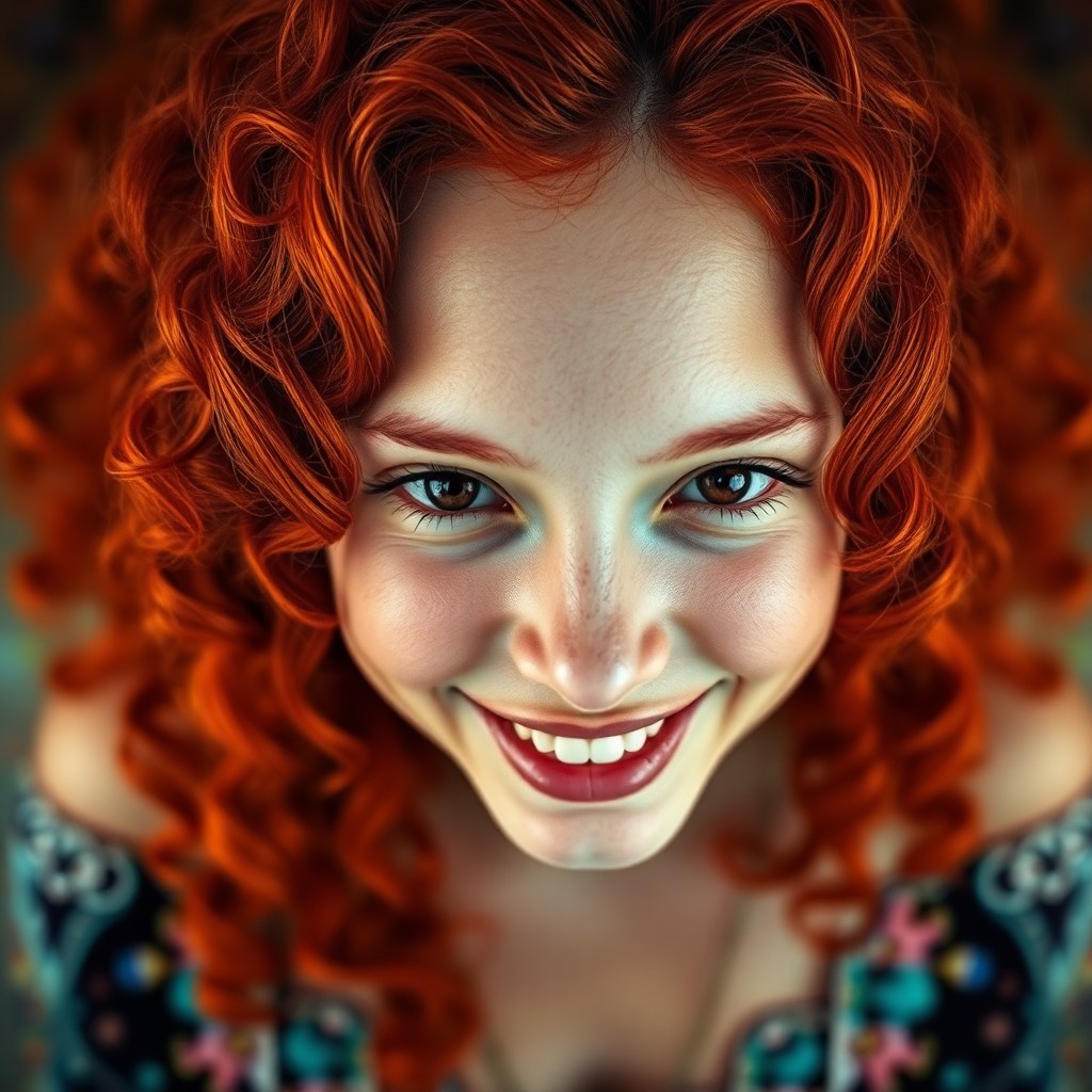 AI generated art for prompt: An ultrarealistic portrait of a young Micronesian woman with porcelain skin and fiery red curls casc