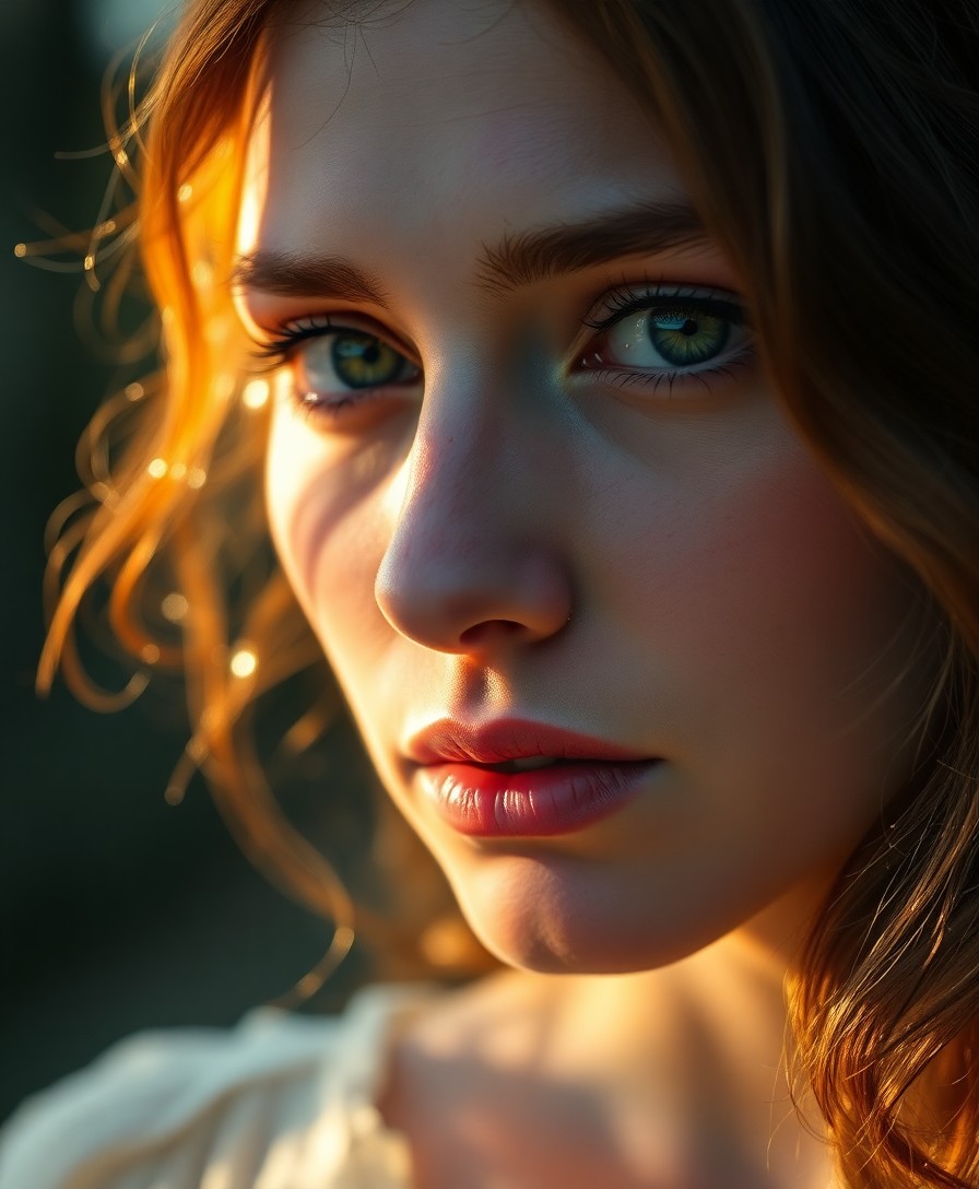 AI generated art for prompt: Create a captivating close-up portrait of a melancholic Eastern European woman. She has unfocused gr