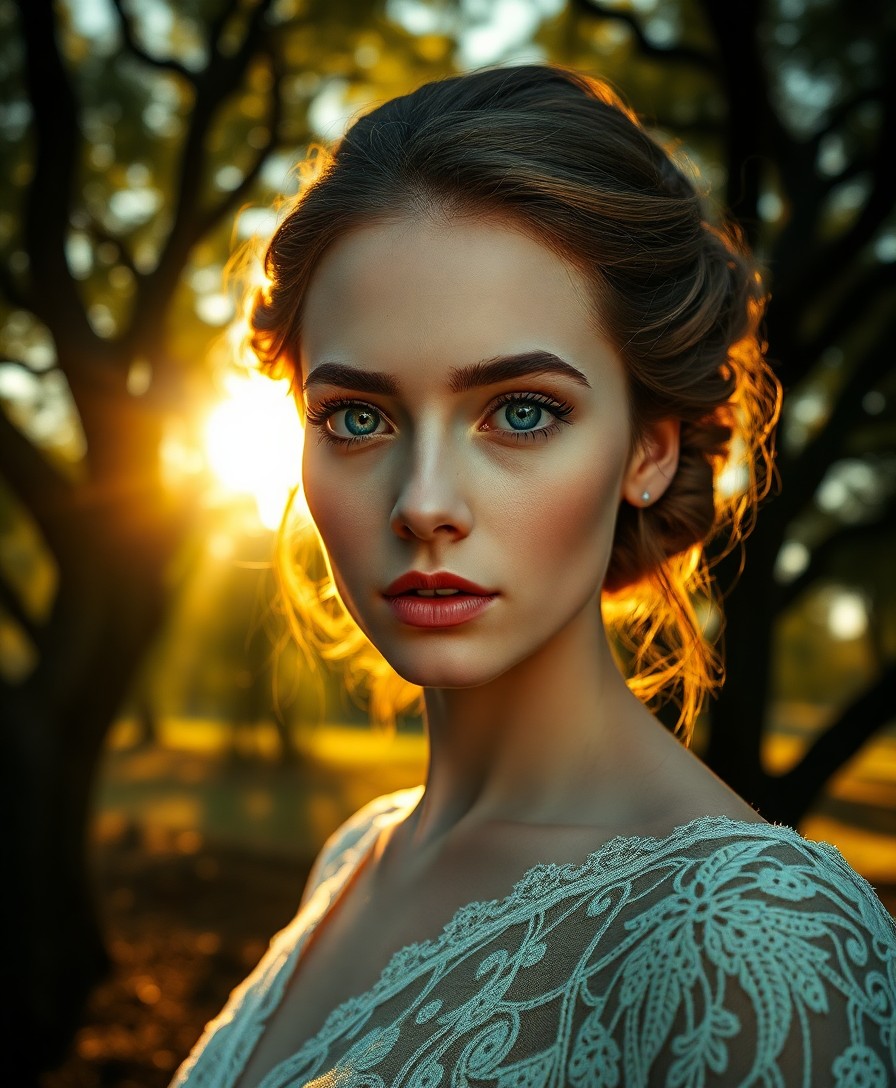 AI generated art for prompt: Craft an ultra-realistic portrait showcasing an enigmatic figure with timid blue eyes and delicate a