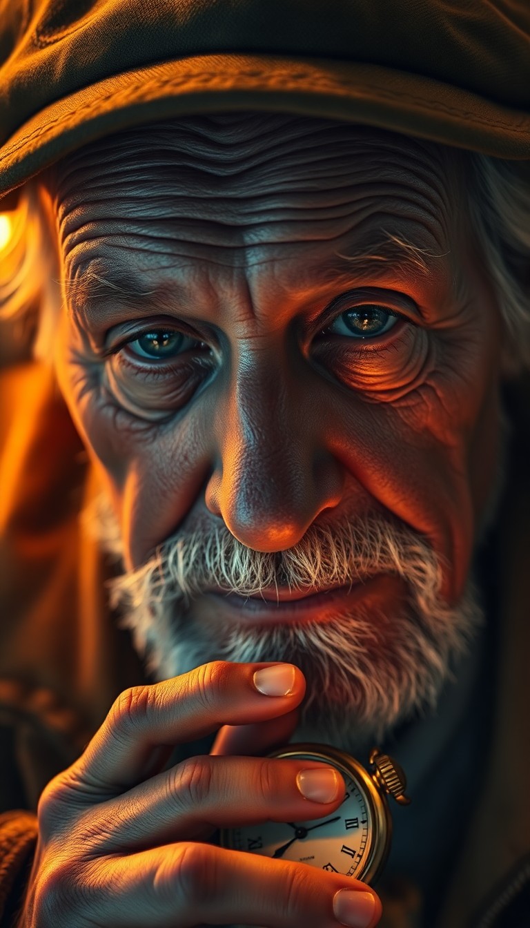 AI generated art for prompt: Imagine a hyperrealistic portrait of an aged fisherman, his face bearing the marks of a life spent a