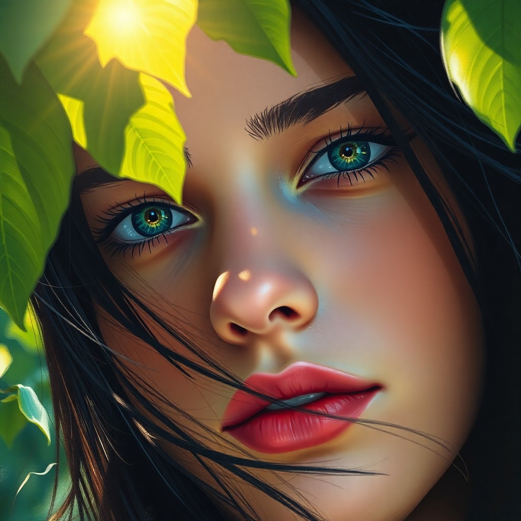 AI generated art for prompt: Envision a captivating portrait photograph of an Eastern European woman with mesmerizing emerald eye