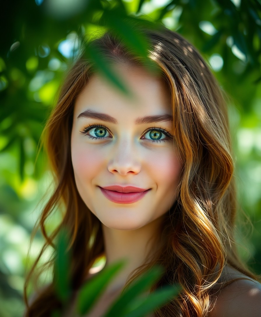 AI generated art for prompt: A highly detailed portrait photograph showcases a Micronesian woman with captivating green eyes and 