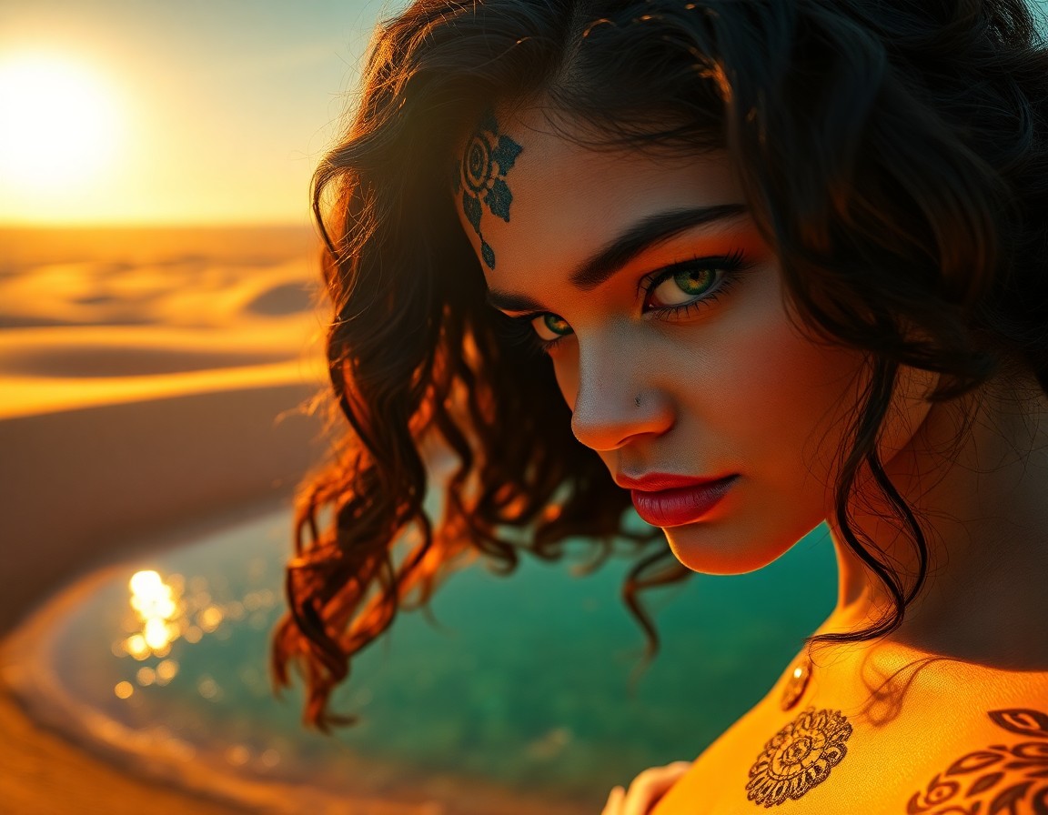 AI generated art for prompt: A breathtakingly beautiful Pacific Islander woman with porcelain skin and lustrous raven hair adorne