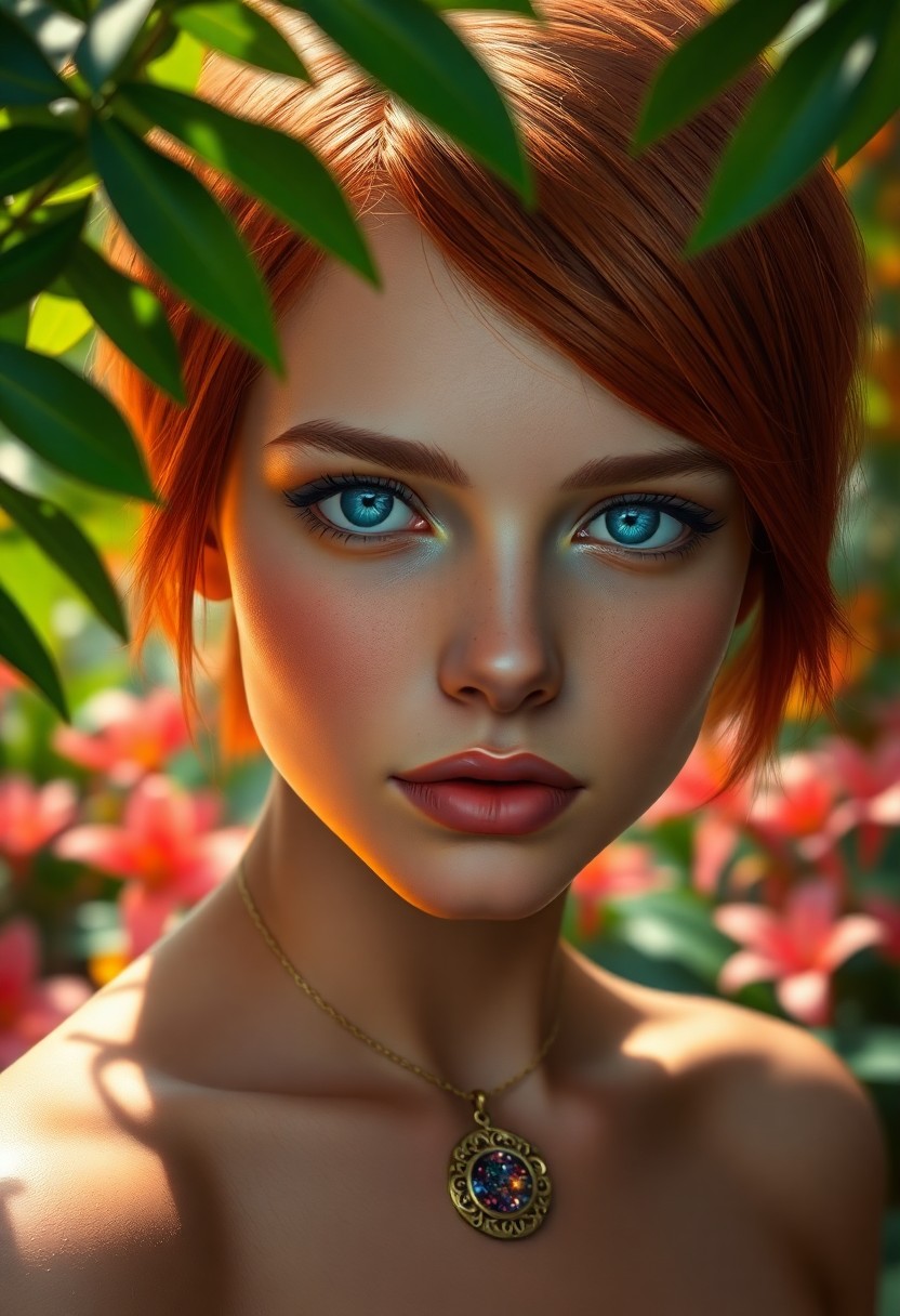 AI generated art for prompt: Craft a hyperrealistic digital painting showcasing an intimate close-up portrait of a young Amazonia