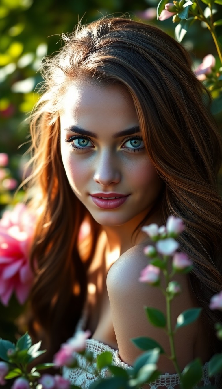 AI generated art for prompt: A photorealistic portrait showcases a young North African woman with captivating soft blue eyes and 