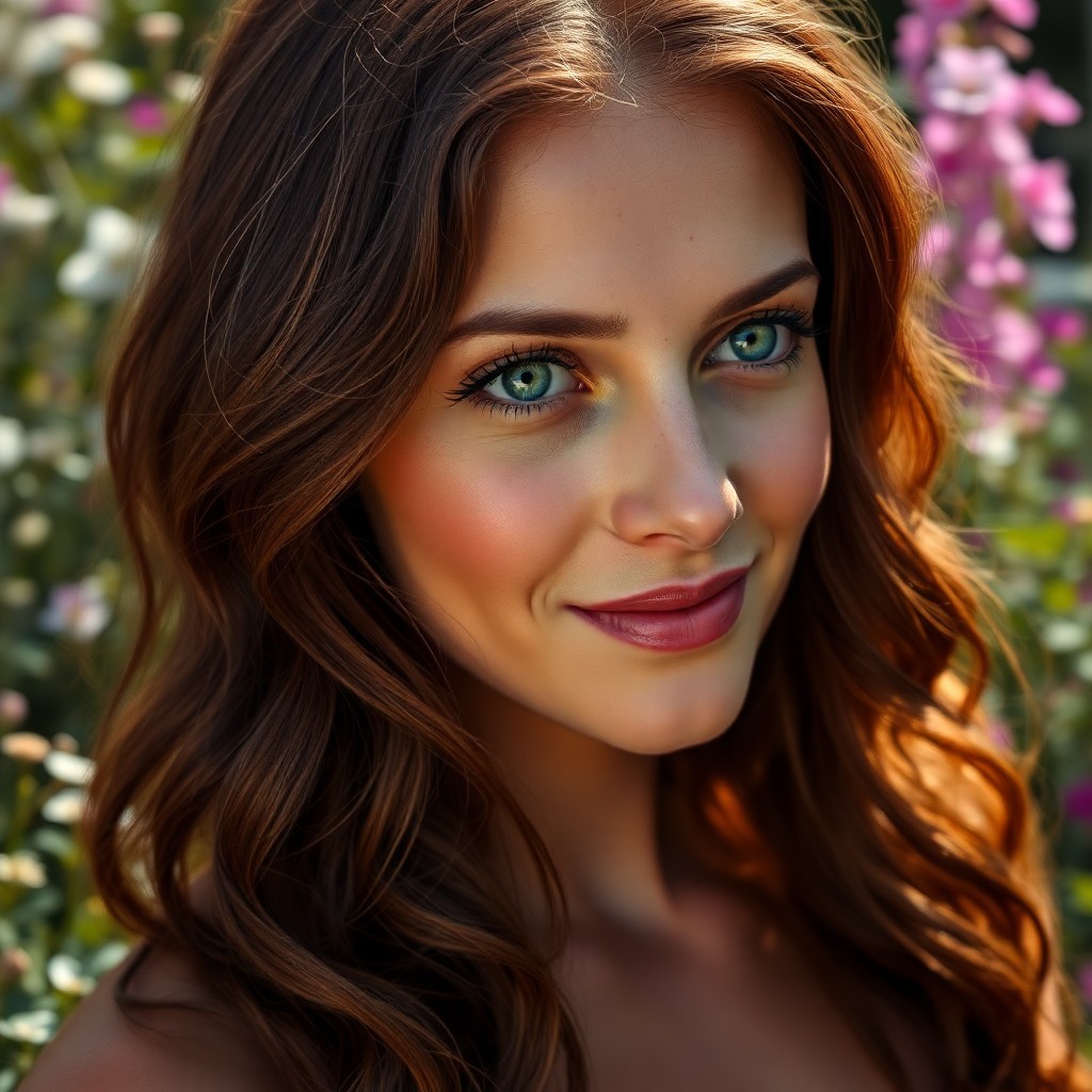 AI generated art for prompt: A captivating Southern European woman with warm green eyes and delicate freckles gazes off into the 