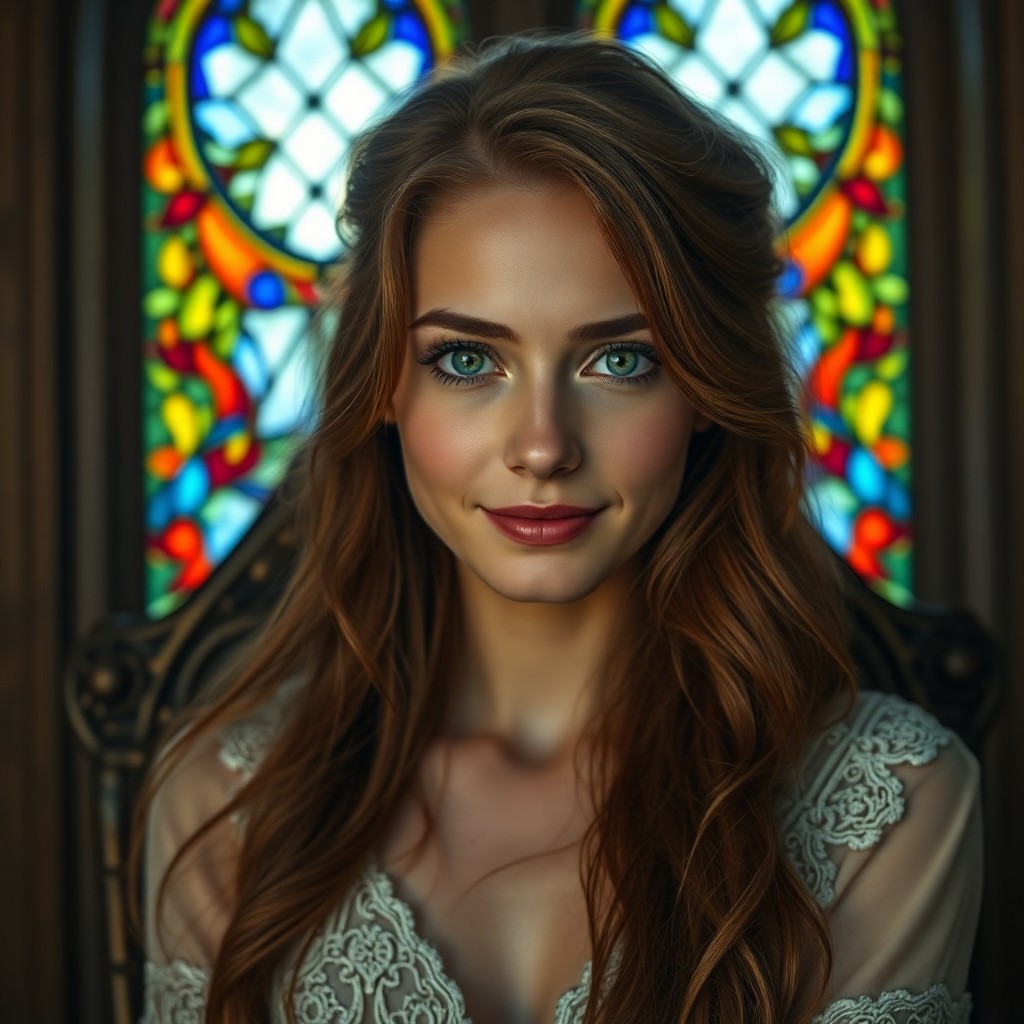 AI generated art for prompt: A photorealistic portrait photograph captures an enchanting Celtic woman in her late twenties with m