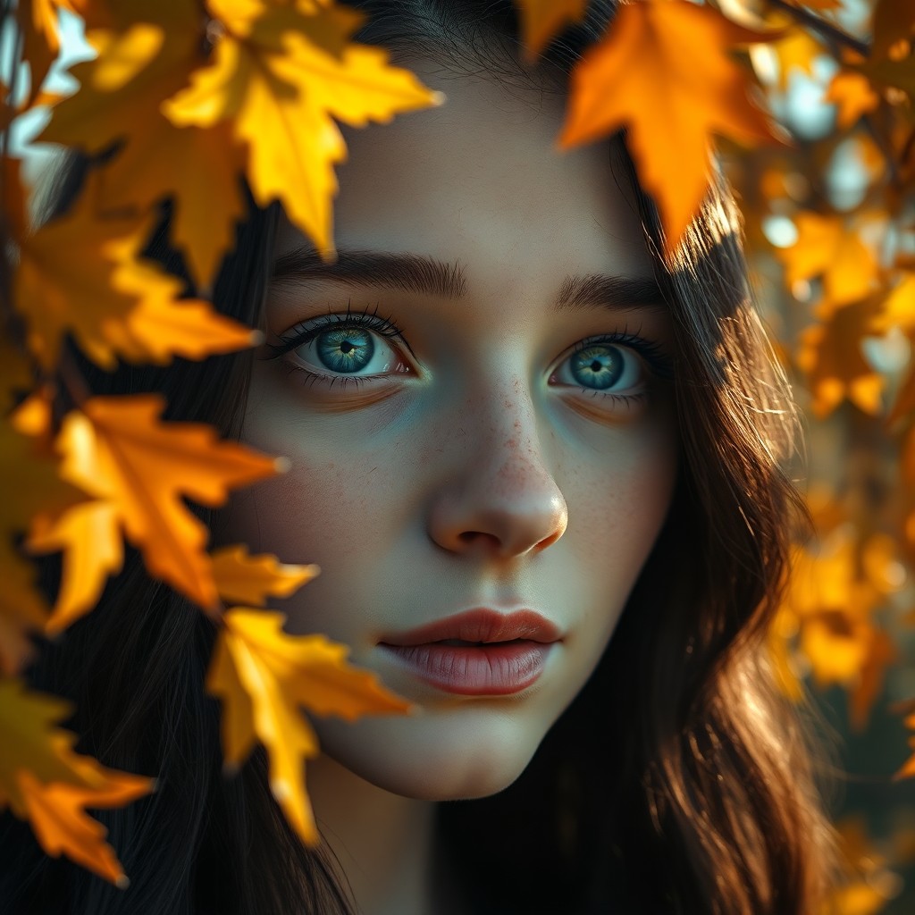 AI generated art for prompt: A captivating super-realistic portrait of a young Slavic woman with piercing blue eyes and cascading