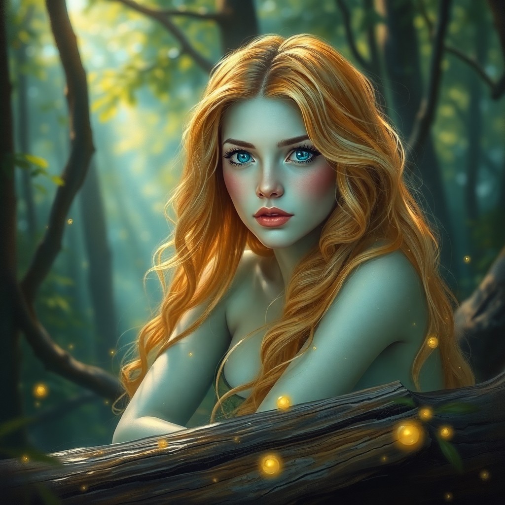 AI generated art for prompt: A captivating portrait, reminiscent of a classic oil painting, captures the ethereal beauty of a myt