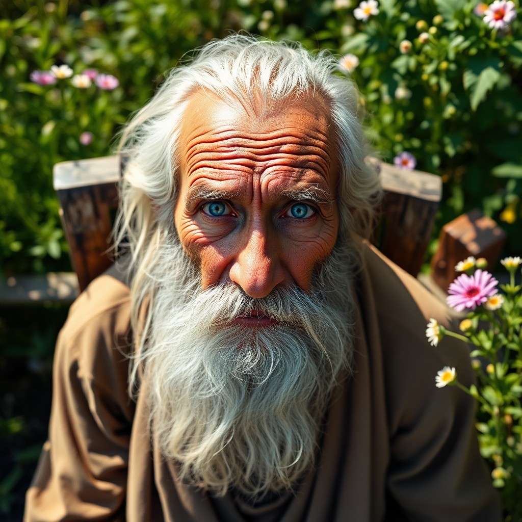 AI generated art for prompt: Envision a photorealistic portrait photograph of an aged North African man with kind blue eyes and a