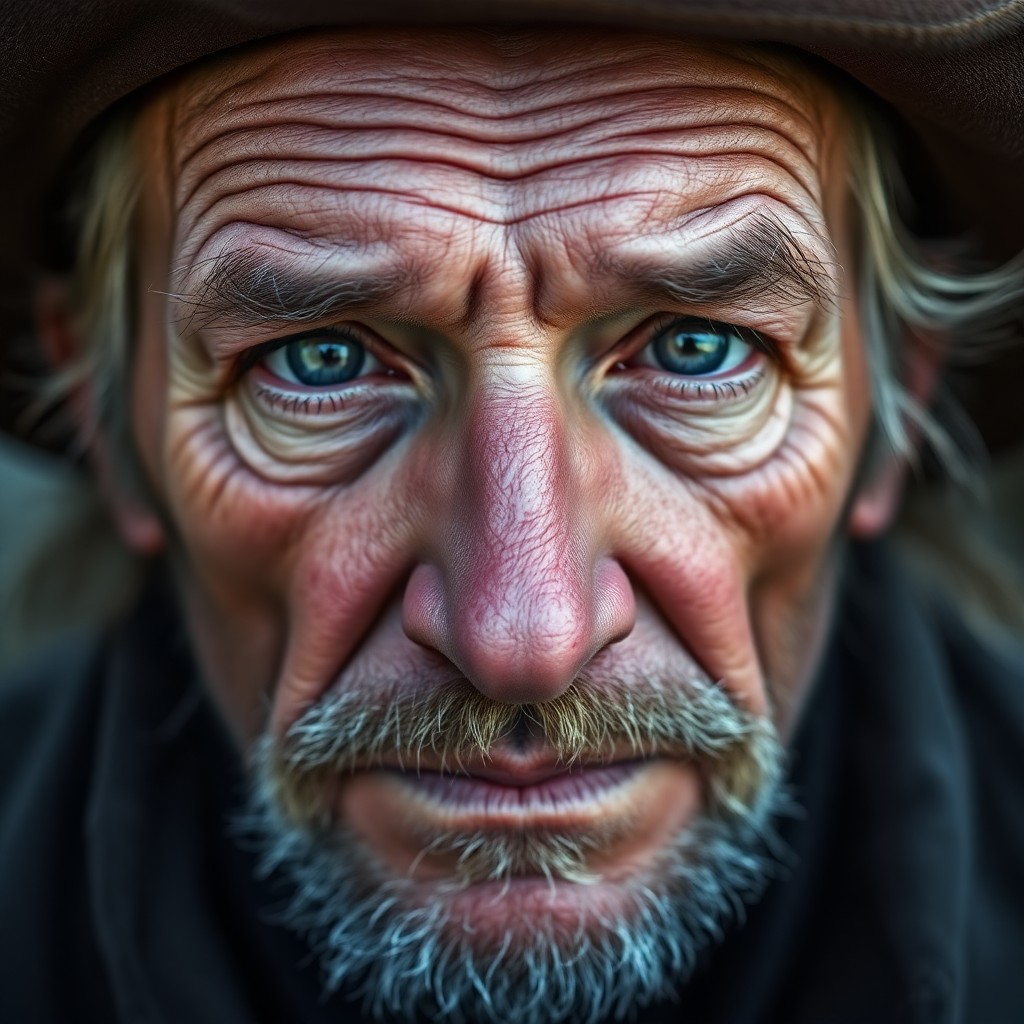 AI generated art for prompt: A close-up portrait of a rugged Nordic man with deeply etched wrinkles, reflecting years of wisdom a