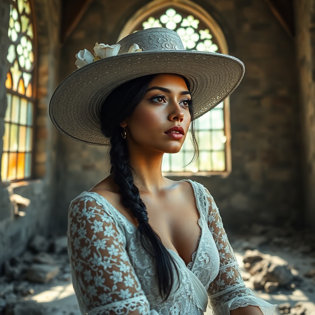 AI generated art for prompt: Envision a captivating digital portrait, showcasing an enigmatic Latin American woman in her prime, 