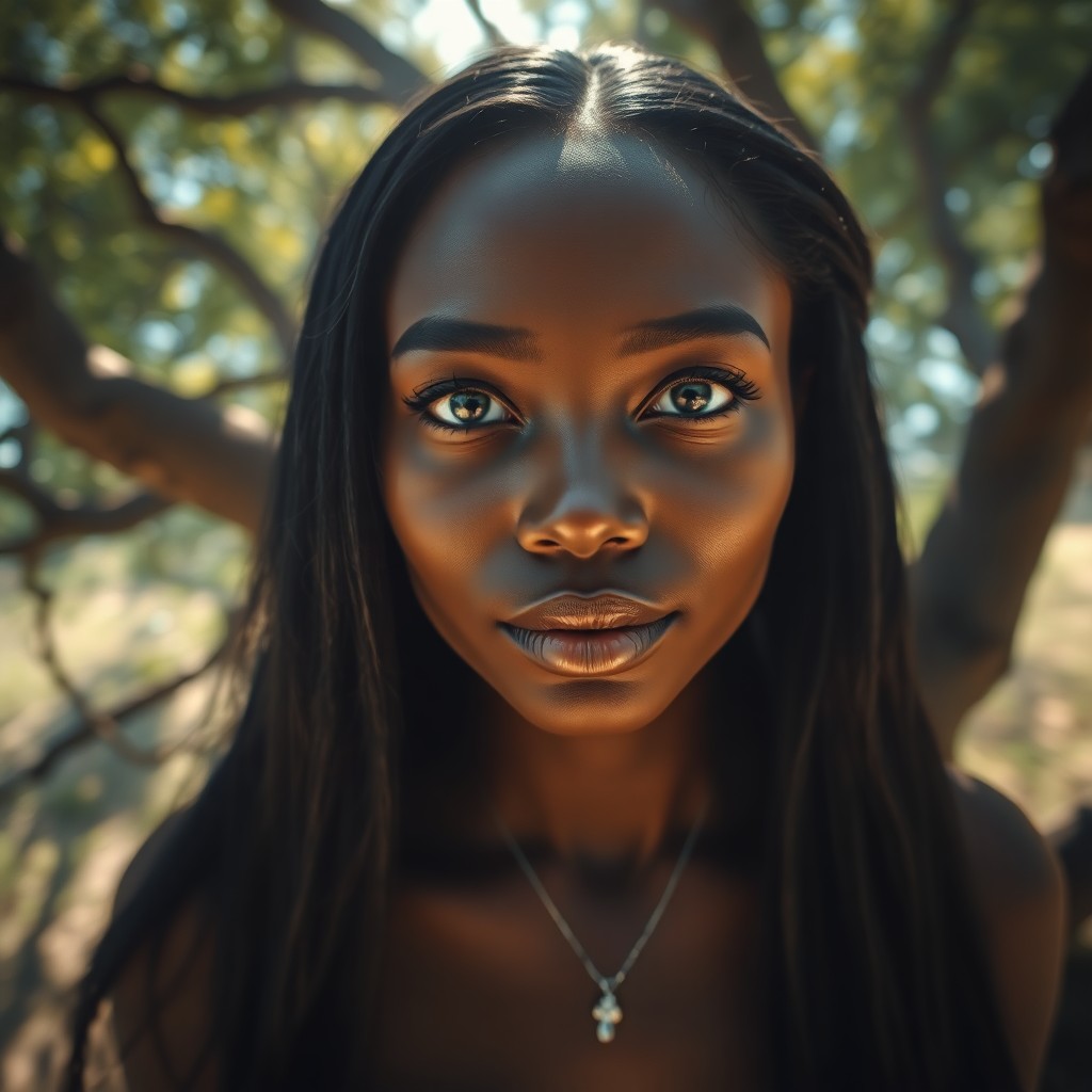 AI generated art for prompt: A captivating portrait of a mysterious Melanesian woman with porcelain skin and glossy obsidian hair