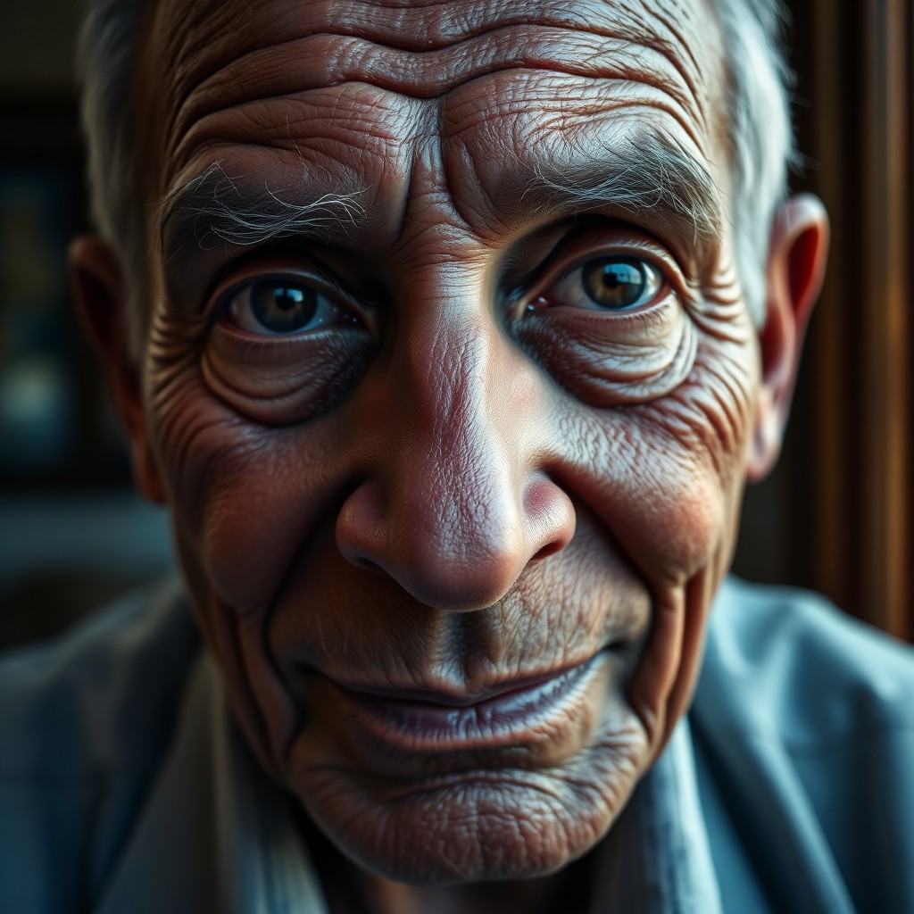 AI generated art for prompt: A hyperrealistic portrait captures the enigmatic gaze of an elder statesman, his eyes brimming with 