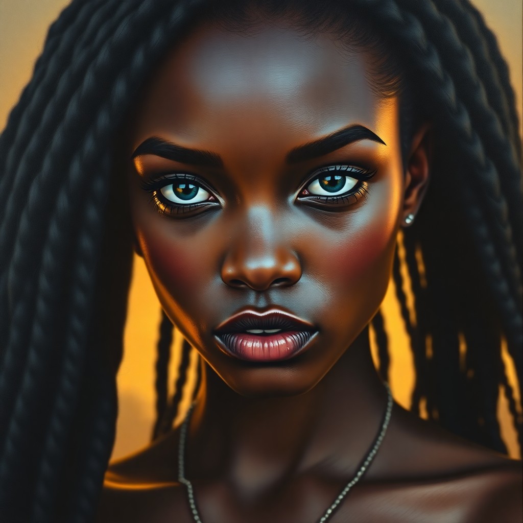 AI generated art for prompt: Craft a photorealistic oil painting by a contemporary artist, depicting an enigmatic Sub-Saharan Afr