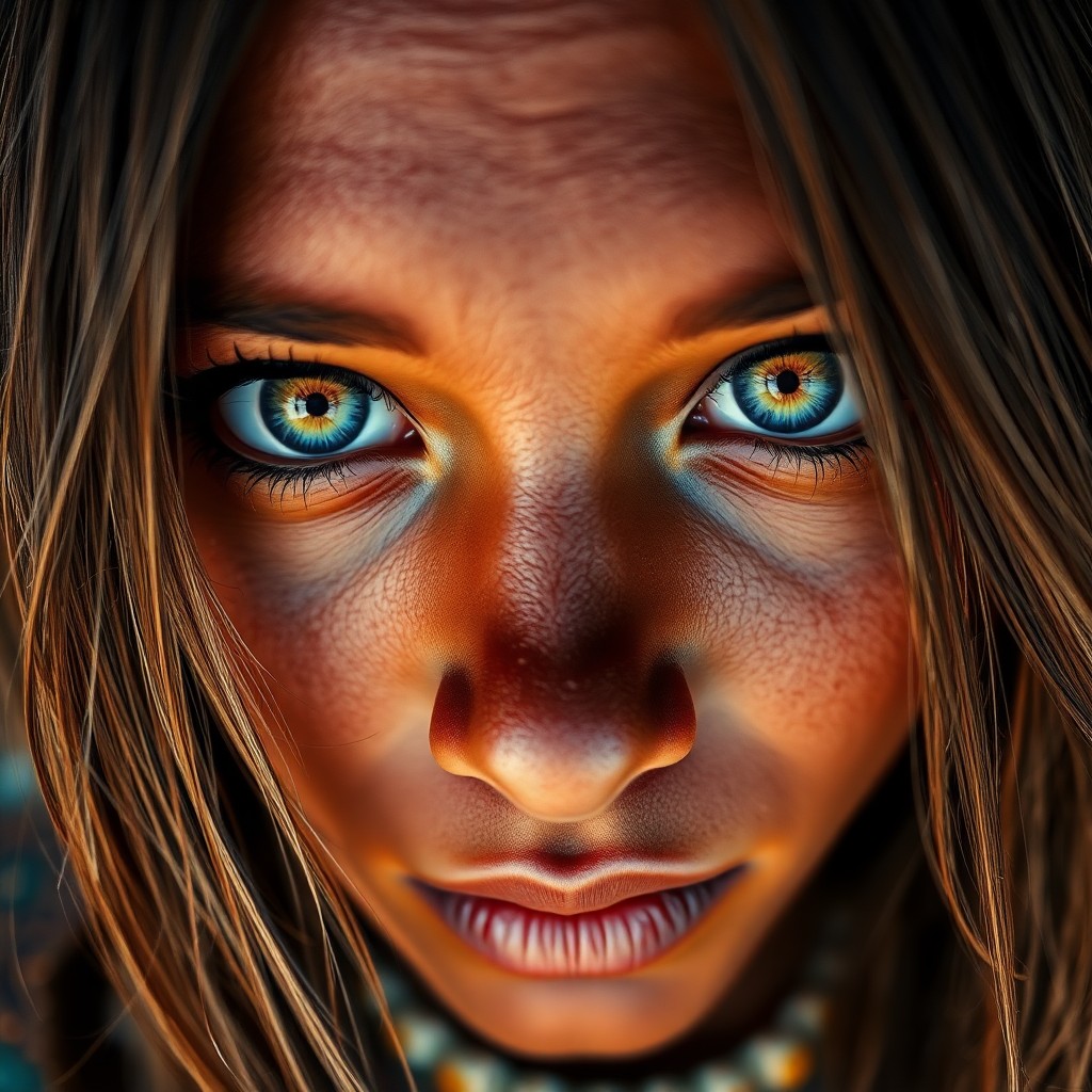 AI generated art for prompt: Craft a high-definition digital art portrait featuring an Aboriginal woman with captivating eyes, sh