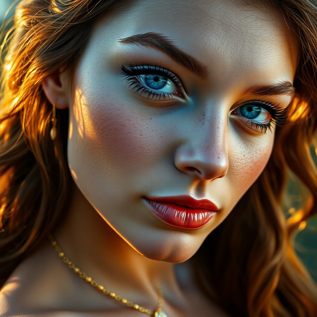 AI generated art for prompt: Craft a fine art oil painting portrait photograph of an enchanting Amazonian woman with mesmerizing 