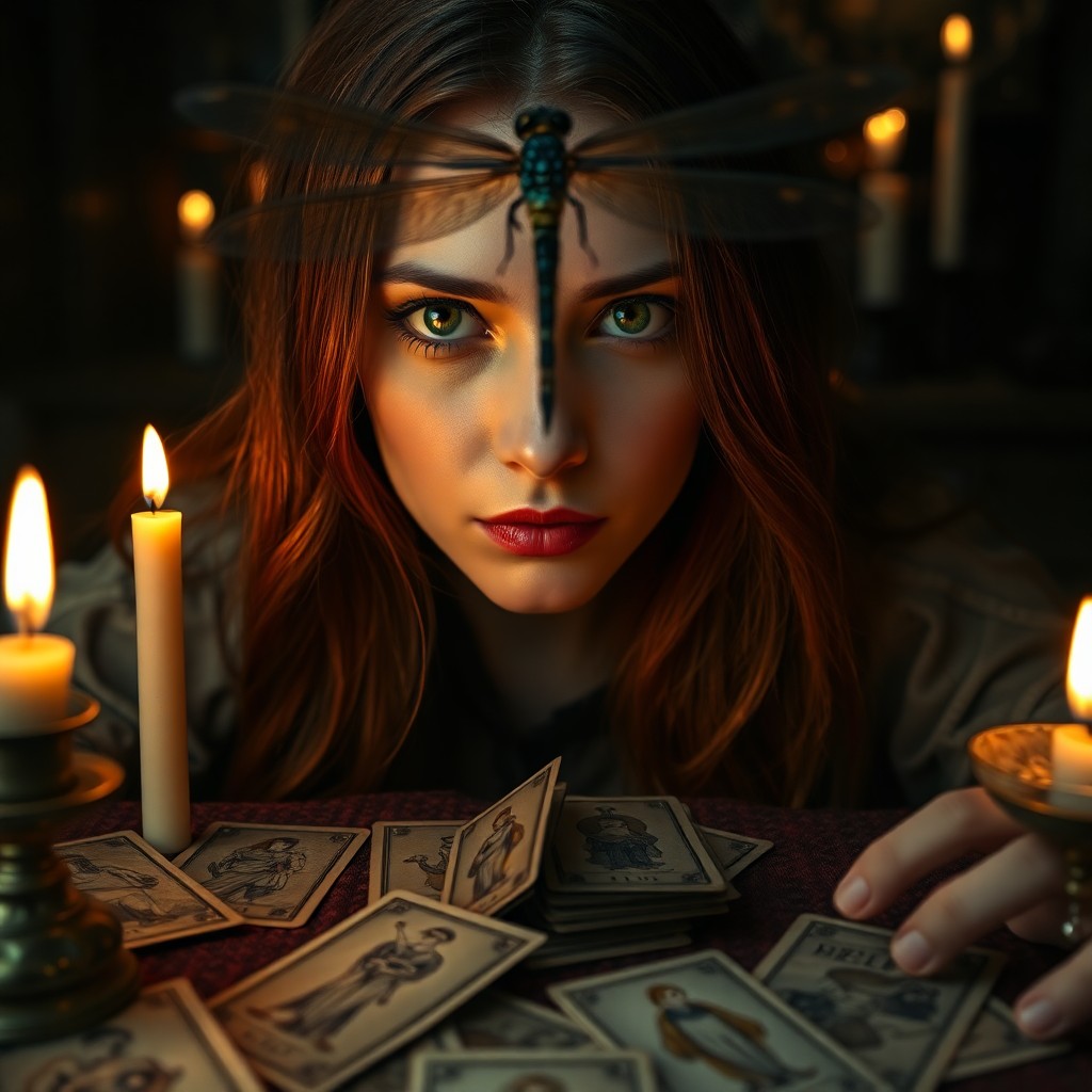 AI generated art for prompt: A captivating Renaissance-style portrait photograph depicts a solitary fortune teller with piercing 