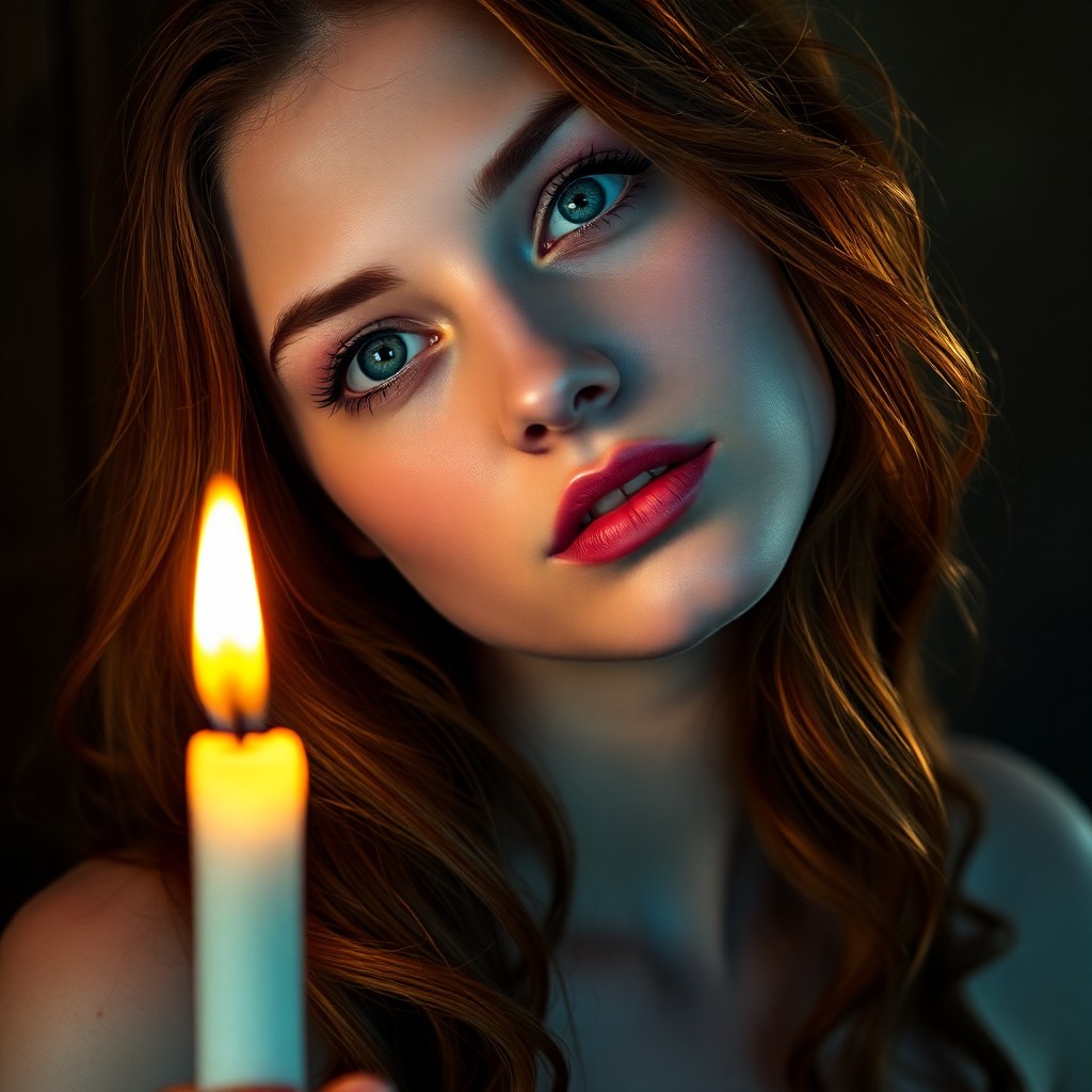 AI generated art for prompt: A photorealistic portrait photograph showcases an enigmatic Slavic woman with captivating azure eyes