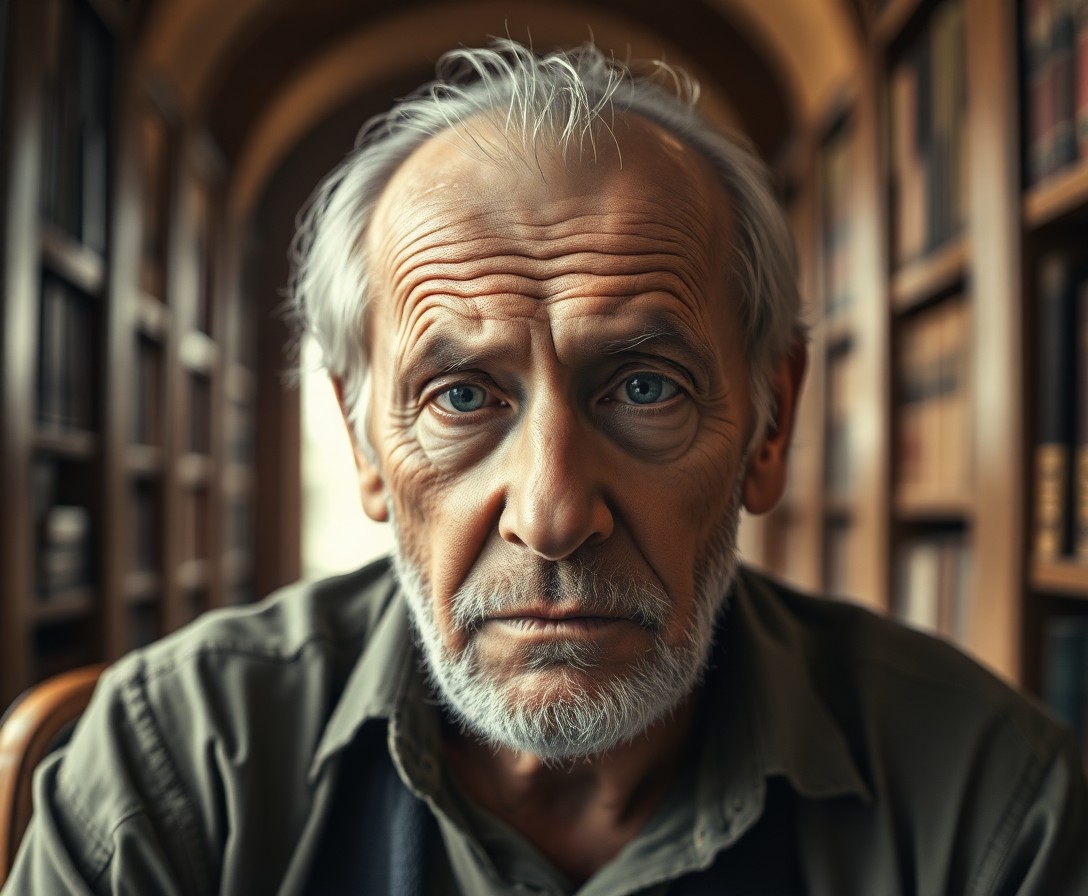 AI generated art for prompt: A portrait of an elderly gentleman, his careworn features reminiscent of a vintage, sepia-toned phot