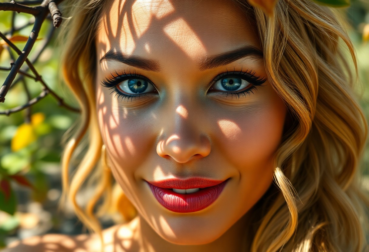 AI generated art for prompt: Create a hyper-realistic, close-up portrait of a Polynesian woman. Her sapphire eyes, framed by thic