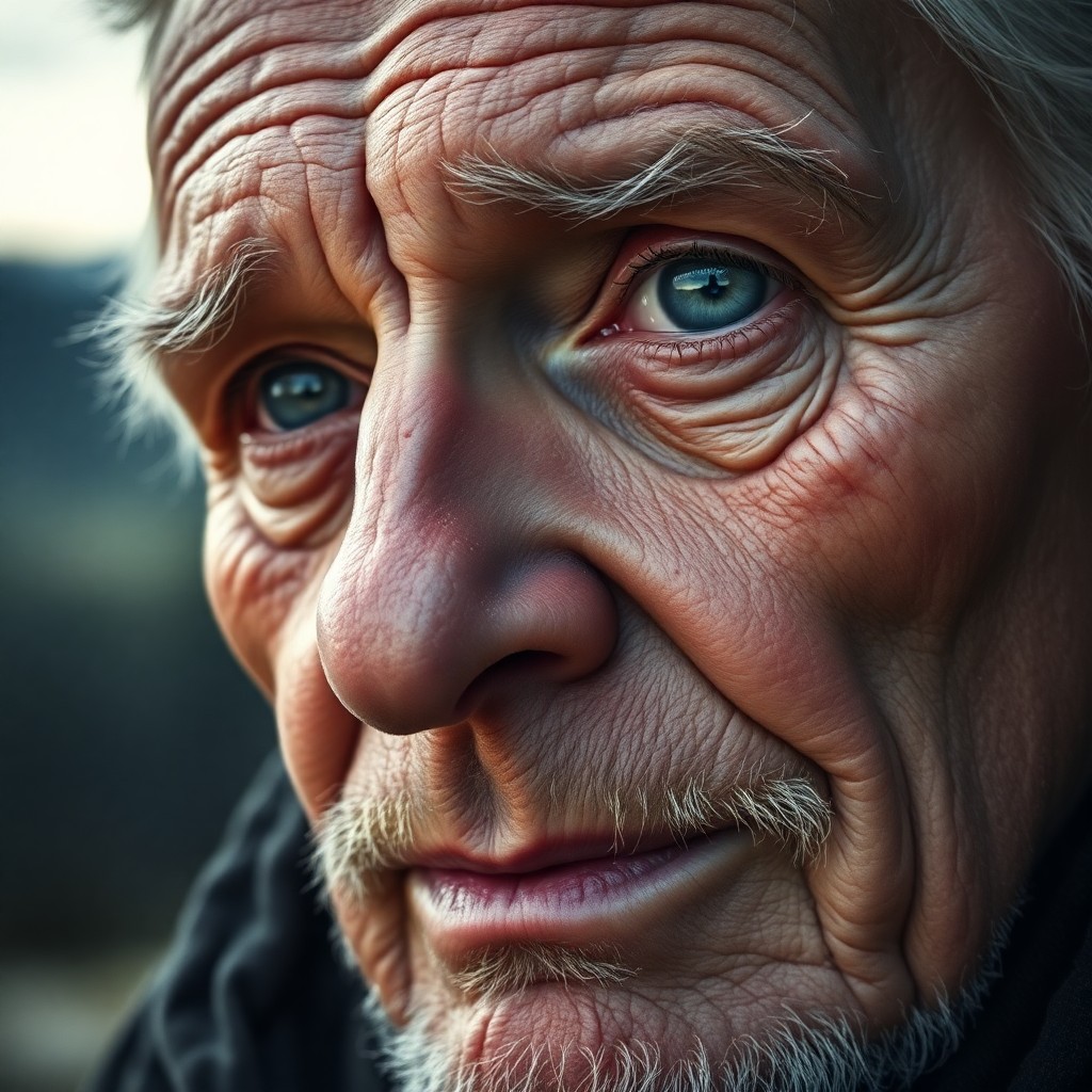 AI generated art for prompt: A highly detailed close-up portrait of an old Nordic man captures the essence of a life well-lived. 