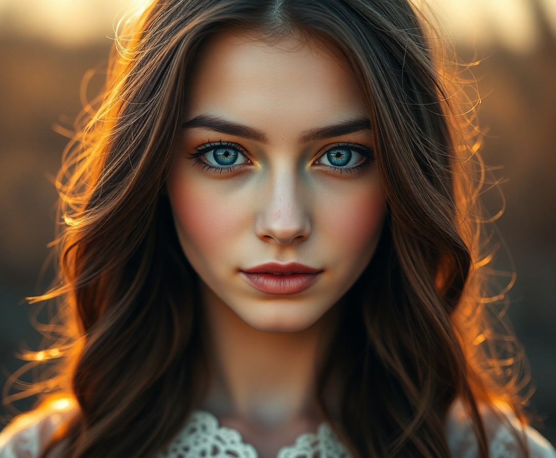 AI generated art for prompt: Imagine a portrait of a Central Asian woman with porcelain skin and captivating blue eyes. Her chest