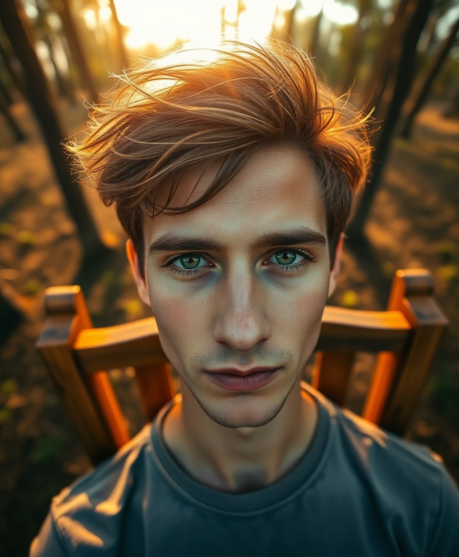 AI generated art for prompt: A captivating portrait of a young Central Asian man with kind, green eyes, sun-kissed skin, and tous