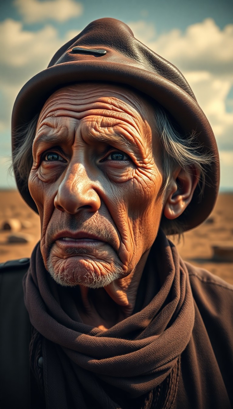 AI generated art for prompt: Craft a photorealistic portrait inspired by Rembrandt's technique, showcasing an elderly Polynesian 