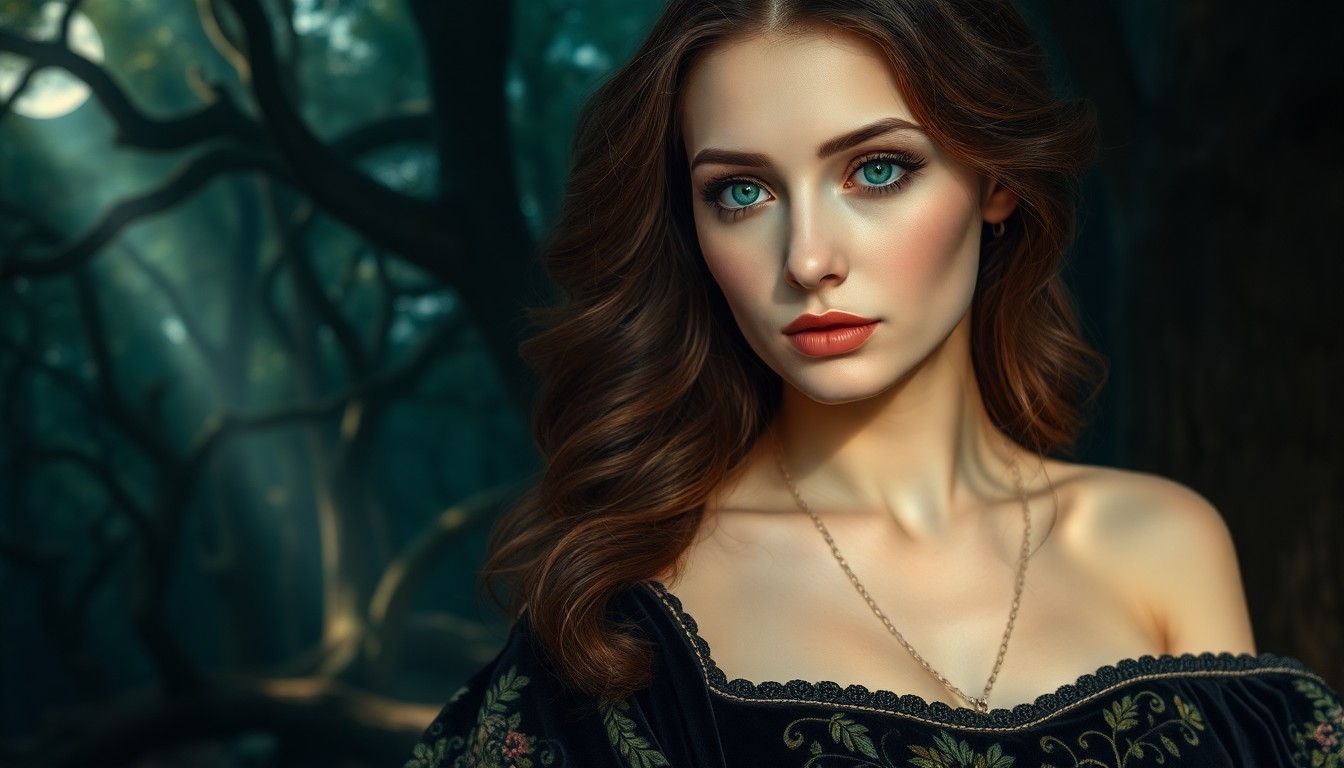 AI generated art for prompt: A hauntingly beautiful Renaissance-inspired surreal portrait showcases a Mediterranean woman with po