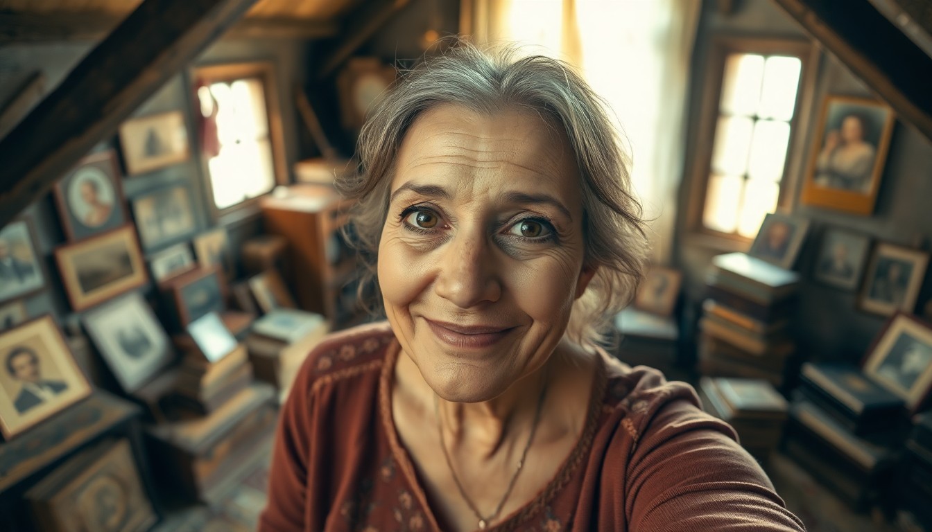 AI generated art for prompt: A portrait photograph depicts a middle-aged Middle Eastern woman with warm brown eyes and a gentle s