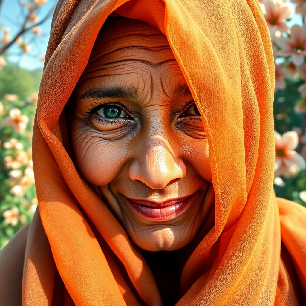 AI generated art for prompt: Envision a photorealistic portrait of an enigmatic North African woman captured by a smartphone came