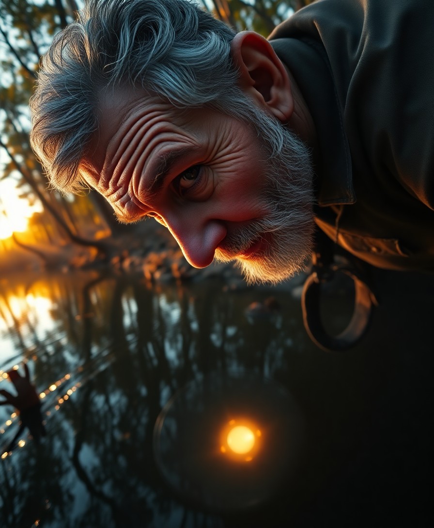 AI generated art for prompt: A photorealistic portrait photograph captures an experienced explorer in his twilight years. The 65-