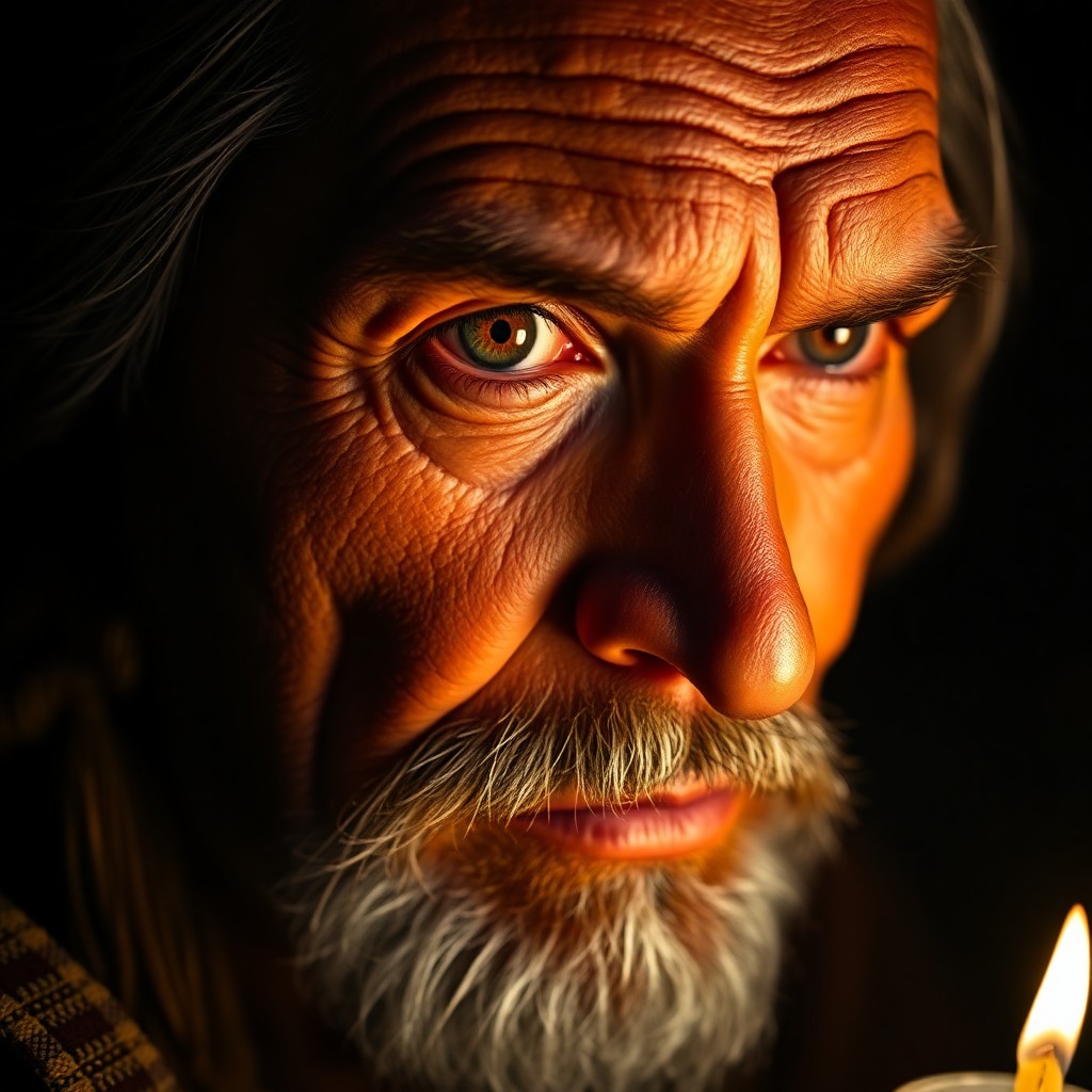 AI generated art for prompt: A close-up portrait depicts a middle-aged Native American man with a rugged complexion and graying b